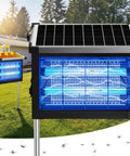 Outdoor Ready 4500V Solar Bug Zapper For Outdoor And Indoor Use With Half Acre Coverage Cordless Rechargeable Electric Mosquito Trap IPX5 Waterproof For Backyard Patio And Camping, showing zapper installed outdoors.