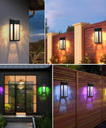 Solar Outdoor Lights 4 Pack with Metal Seeded Glass Fence and Wall Mounts Auto On Off waterproof yard patio decor