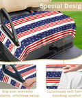 Patriotic USA Flag Golf Cart Seat Covers 51x31 Universal Fit for EZGO Club Car Yamaha, microfiber fabric close-up
