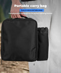 Person holding carry bag for Dual Burner Propane Camping Stove With Piezo Ignition, Portable Folding Grill, Windproof Outdoor Stove With Carry Bag, 16000 BTU
