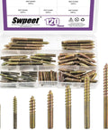 Heavy Duty Zinc Plated Hanger Bolts Assortment Kit Double Ended Dowel Screws For Wood Furniture Assembly, 120 piece fastener set.