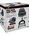 Box packaging of Pneumatic High Back Adjustable Swivel Bar Stool With Back Support For Home Bar And Shop Black 25 To 31 Inch Height