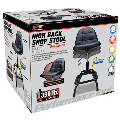 Box packaging of Pneumatic High Back Adjustable Swivel Bar Stool With Back Support For Home Bar And Shop Black 25 To 31 Inch Height