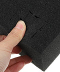 Close-up of black multi use foam insert packing liner for fragile items protection during shipping