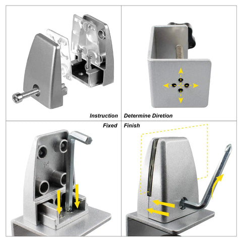 Heavy Duty Aluminum Sneeze Guard Clamp Set For Desks And Countertops Adjustable Acrylic Desk Divider Support Clamp Privacy Panel Shields Plexiglass Shield Mounts 4 Pack