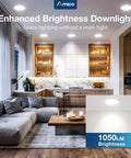 6 Pack 6 Inch Led Recessed Ceiling Lights Ultra Thin Slim Profile Selectable 5Cct Warm Cool White 1050 Lumens Bright Glow installed in modern kitchen.