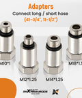 maXpeedingrods cylinder leak-down tester adapters, four chrome fittings with M10/M12/M14/M18 threads and O-rings