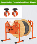 Heavy-Duty Adjustable Wire Dispenser And Welded Steel Spool Rack For Heavy Cables Portable Cable Caddy with end caps shown