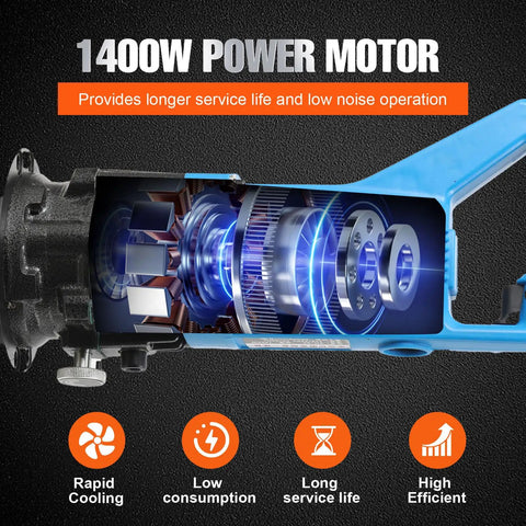 1400W power motor inside Top Notch 1400W Portable Electric Hydraulic Angle Cutter for efficient, low noise operation.