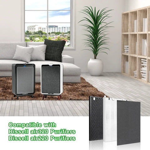 Living room with air purifiers and H13 True Main Filter Replacement For Air Purifier Pro Grade Compatible With Air 220 And Air 320.
