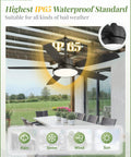 52 Inch Outdoor Ceiling Fan With Light And Remote IP65 Wet Rated Waterproof 6 Speed DC Motor in gazebo setting