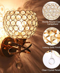 Two Pack Crystal Wall Sconces Modern Bedside Lights With E26 Sockets Hardwired Wall Mounts For Living Room Bedroom Hallway