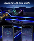 Car Interior LED Light Strips With App Control And RF Remote 2 In 1 Ambient Lighting Using 157 Inch Fiber Optic EL Wire