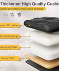 Cross-section of thickened cushion layers for Executive Office Chair With Massage And Footrest, showing PU leather and sponge.