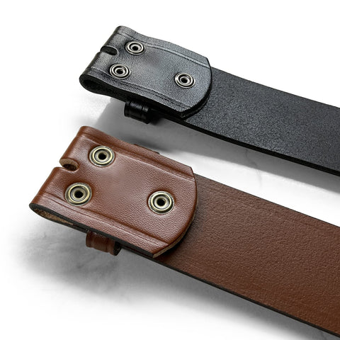 Durable Crease Edge One Piece Full Grain Cowhide Work Belt Strap 1.75 Inch Wide Tan 46 With Snap Interchange Buckle System For Duty Uniform Or Everyday Gun Belts