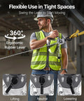 Manual lever chain hoist, 1/2 ton capacity, in use by worker in safety vest; steel chain and rotating hook