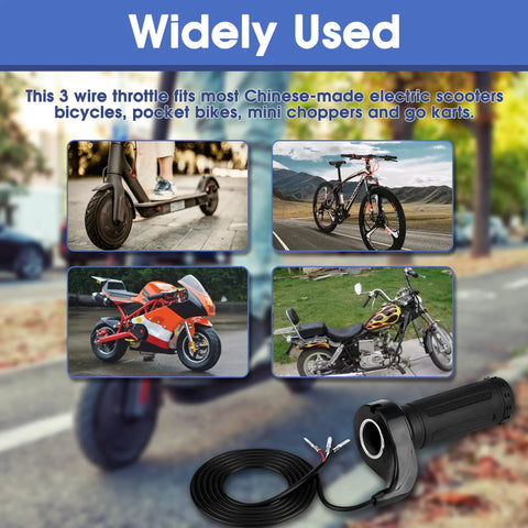 Universal Twist Throttle Grip For Electric Scooters And Bikes With Three Wires 12 24 36 48V Snappy Throttle Response For Pocket Bikes Mini Choppers And Karts Ride Ready With Smooth Power
