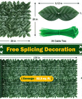 Dense Green Ivy Privacy Fence Screen 120x40 Inch With Realistic Faux Ivy Leaves showing dimensions and cable ties
