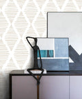 Beige And White Stripe Peel And Stick Wallpaper Self Adhesive Vinyl Roll For Walls And Cabinets Waterproof And Removable Geometric Pattern