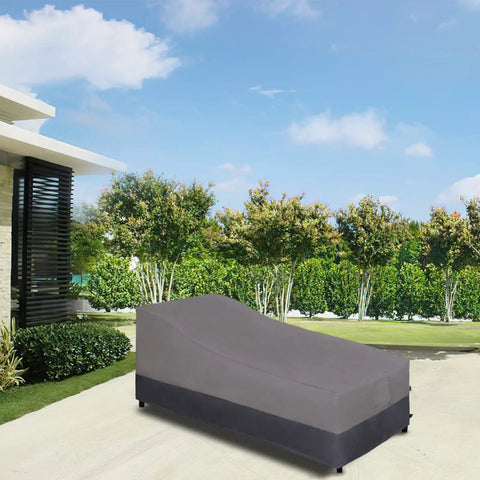Heavy Duty Waterproof Outdoor Chaise Lounge Cover Set With Air Vent, Windproof Patio Lounge Chair Covers, Gray/Dark Gray