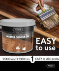 Master Color Oil White Wood Finish And Stain Plant Based Penetrating Oil For Furniture Floors Trim And Cabinets 2.5L can