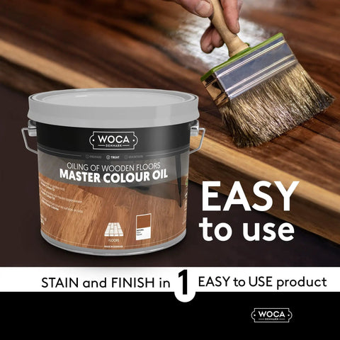 Master Color Oil White Wood Finish And Stain Plant Based Penetrating Oil For Furniture Floors Trim And Cabinets 2.5L can