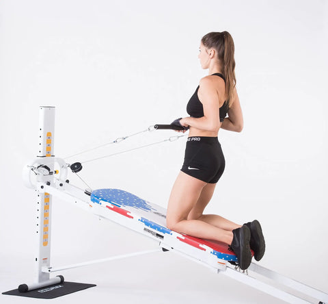 Woman using Total Trainer with EZ Curl Bar For Heavy Weight Training Fits Total Trainer Bowflex And Home Gym Cable Systems