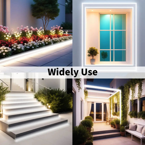 12V LED Strip Lights 16.4 Ft Dope Flexible Neon Rope Light White Waterproof Cuttable And Dimmable Linkable in various home settings