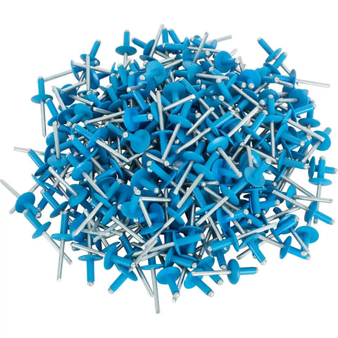 Built Tough Blind Rivets 3/16 Inch Large Head White Aluminum With Steel Shank 250 Pack Box For Quick Sheet Metal Fixes Rock Solid Grip Range Quarter To Three Eighths