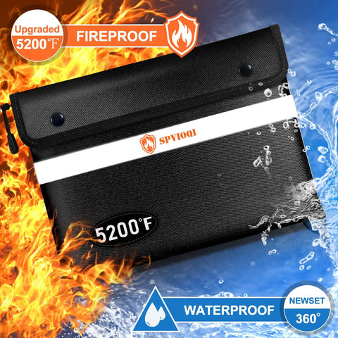 Ultimate 5200F Fireproof Document Bag With Heat Insulation And Zipper, Reflective Stripe For Quick Find, Water Resistant Money Bag