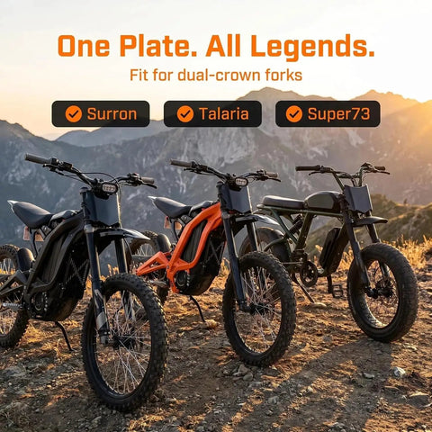 Front Number Plate For Electric Dirt Bikes With Dual Front Shock System Universal Fit For EBikes Like Surron Light Bee X Ridstar Q20 Tuttio Soleil 01 Yozma Macfox And More on dual-crown forks