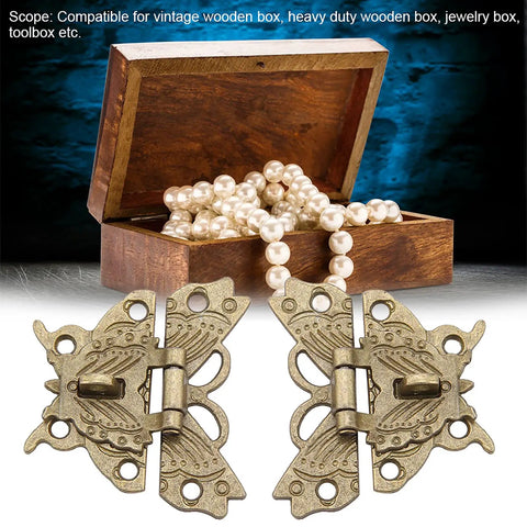 Retro Vintage Cabinet Latch Hasp Kit With Antique Padlock for wooden boxes, jewelry display, and bronze latch detail