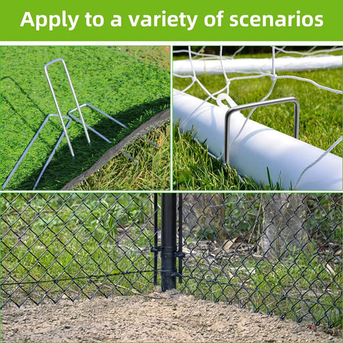 Heavy Duty Galvanized Steel U Shape Garden Stakes And Fixing Gasket Sets For Weed Fabric And Sod Turf Pins 6 Inch Landscape Staples 100 Pack Ideal For Gardens Orchards Yards And Tents securing netting and fencing