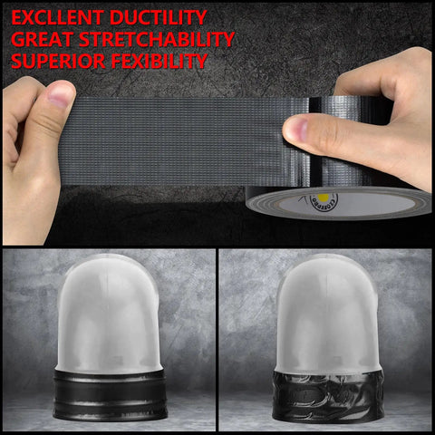 Heavy Duty Duct Tape Ultra Strong With Waterproof Backing For Indoor Outdoor Use Easy Tear By Hand shown in use and detail
