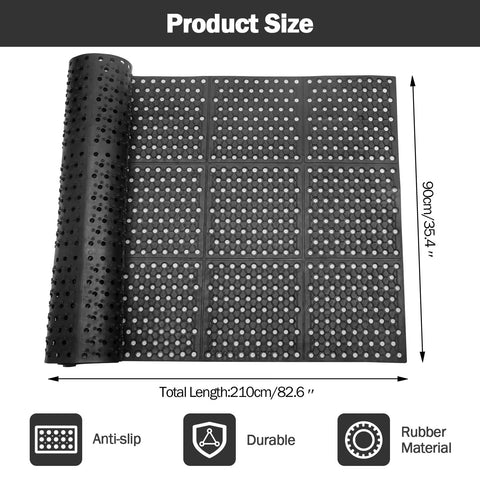 Anti Fatigue Drainage Rubber Mat For Wet Areas Non Slip Commercial Kitchen Floor Mat With Holes Rugged Natural Rubber