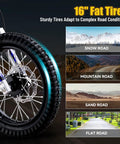 Electric Dirt Bike for Kids 1000W 36V dual suspension disc brakes showing 16 inch tire for various terrains