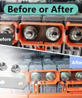 Before and after comparison of hybrid battery connectors using 30 Sets Hybrid Battery Repair Kit With Nickel Plated Copper Bus Bars And Stainless Steel Nuts No Sweat Swap For Toyota Prius Gen 2 3 V And Lexus Ct200h Road Ready Upgrade.