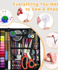 Image of the All-In-One Sewing Kit For Adults And Beginners, 295-Piece Pro-Grade Portable Mending Set with thread spools and scissors