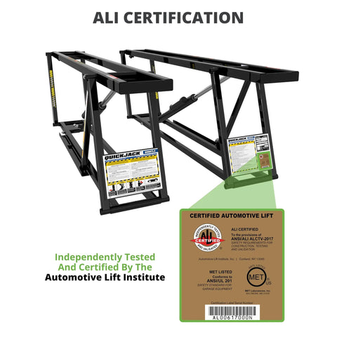 6000TLX Portable Car Lift Bundle With Pinch Weld Blocks And Wall Hangers ALI Certified 110V Power Unit 6000 Lb Capacity