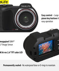 Front and back view of Underwater Camera Kit With Dual 2500 Lumen LED Lights, 16MP Sensor, 4K Ultra HD Video At 30fps And 1080p At 120fps.