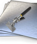Manual Sheet Metal Bender And Hand Seamer Tool With 3 Inch Straight Jaw For Flattening Pliers on stacked metal sheets