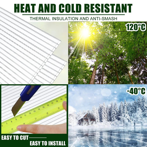 12 Pack 4 Ft By 2 Ft By 0.16 Inch Twin Wall Polycarbonate Greenhouse Panels Built To Last Waterproof UV Protected Clear Corrugated Roofing Sheets For Easy Greenhouse Replacement