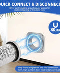 Magnetic Dryer Vent Connector Kit With Airtight DV180 Seal Quick Connect And Disconnect shown with magnetic force visual.