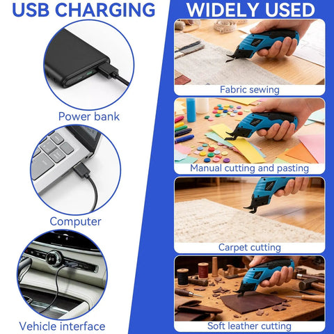 Top Tier Electric Fabric Scissors Providing Ridiculously Smooth Cordless Slicing On Thick Cloth And Carpet With An Included Charger Usage examples for fabric, manual, carpet, soft leather cutting.