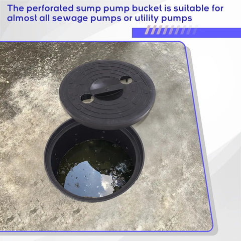 Perforated Sump Basin With Lid For Crawl Spaces And Yards Black 15 Inch Catch Basin With Drilled Holes For Patios Driveways Debris