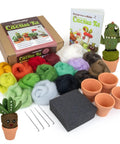 Needle Felting Kit For Cactus And Succulents, No Fuss Easy Beginner Friendly Craft Kit With Wool Roving, Felting Needles, Foam Pad And Clay Pots