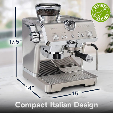 La Specialista Opera Espresso Machine With Cold Brew Built In Grinder 15 Settings For Single Or Double Dose Barista Level Steam Wand EC9555M Renewed on kitchen counter