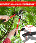 Anvil Lopper With Compound Action For Thick Branches, 19 Inch Aluminum Tree Trimmer in action cutting thick branch