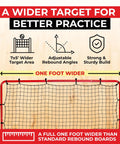Adjustable 7x5 Volleyball Practice Rebounder Net for Quick Returns Portable Training Gear with wider target area and angles.