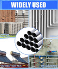 Collage showing 14 Pack Pipe Insulation Foam Tubes With Self Adhesive Aluminum Foil Wrap used on various pipes